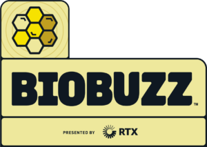 Logo with a honeycomb cluster icon on pale yellow, bold black wordmark reading 'BOBOZZ' and 'PRESENTED BY RTX' beneath.